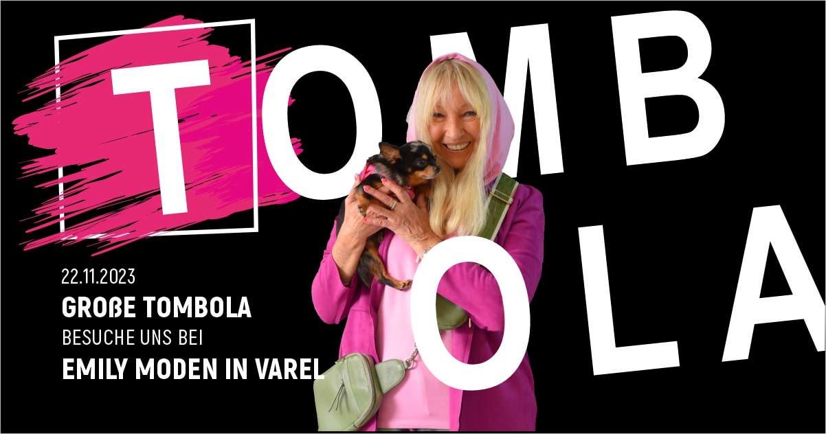 tombola varel damenmode pink , model mit hund